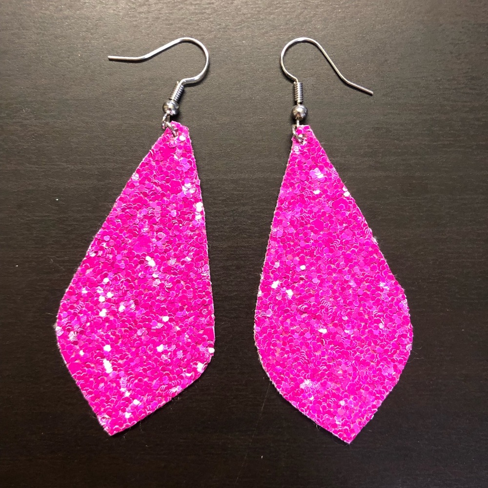 Pink glitter earrings